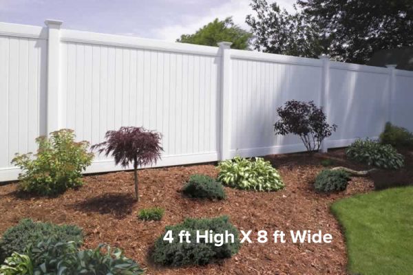 White Vinyl Fence - Lexington Privacy Fence 4ft Tall x 8ft Wide